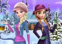 Jogar Elsa and Anna Winter Dress Up